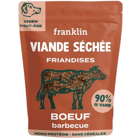 FRANKLIN - Friandises pour Chien - Viande séchée Buf Fumés Barbecue - 90% de Viande - Riche en Protéine - sans Céréales - Mono-Protéine - Tout Âge - 100 g (1/5)