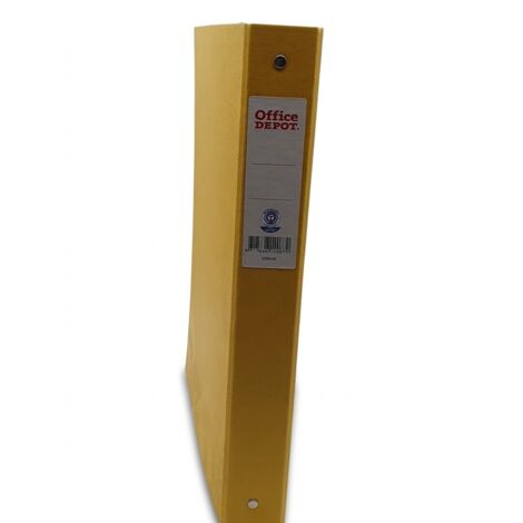 OFFICE DEPOT - Classeur à anneaux - 4 anneaux - Réf 5096489 - Aspect toilé jaune - Certifié Ange Bleu - Étiquette de dos - Voir photos pour détails (1/3)
