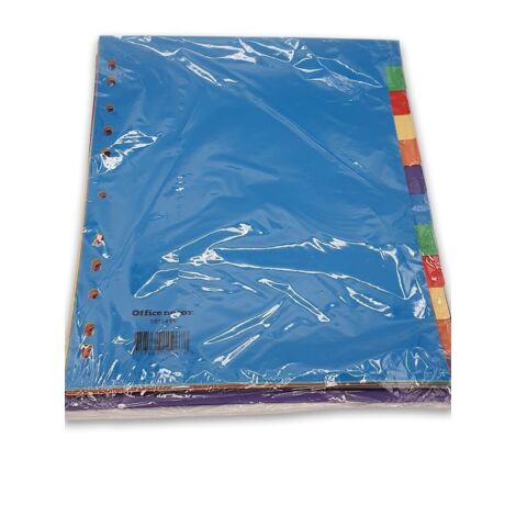Lot de 10 Intercalaires- OFFICE DEPOT - Polypropylène - 10 positions - Multi-perforations 11 trous - Onglets colorés pour organisation et repérage facile - Voir photos pour détails (1/4)