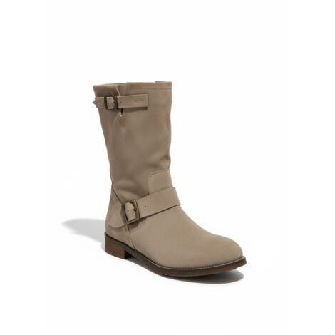 ELEGANCE - Bottes biker QOOTUM - Cuir suédé sable - Taille 38 - Style moto à boucles - Traces d'usage semelle - Voir photos (1/3)