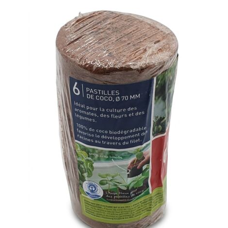 Lot de 6 - ROMBERG - Pastilles de coco de culture - Gamme CLASSIC - Ø 70 mm - 100% coco sans tourbe - Biodégradable et certifié Ange Bleu - Voir photos pour détails (1/4)