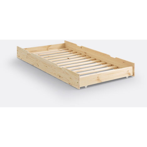 INTERBEDS - Sommier gigogne lit d'appoint extractible - SAFE & PLAY - Bois massif - Réf 0593 - Sommier à lattes inclus - Neuf en kit - Voir photos pour détails