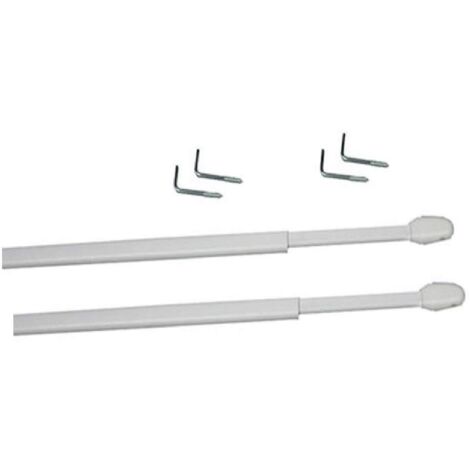 ATELIERS 28 Tringles de vitrage Extensibles - Plate/Ovale - Métal - Lot de 2 80 x 100 cm Blanc