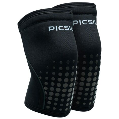 PICSIL 7/10 mm genouillères rigides en néoprène, 2 genouillères pour crosstraining, powerlifting et haltérophilie, soutien supplémentaire, unisexe (Moonless 7mm, XL)