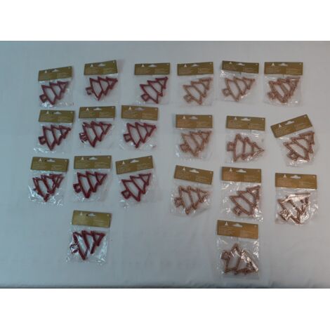 Lot de 20 - GEROMA - Suspensions sapins de Noël pailletés - Design moderne rouge et doré - Idéal décoration de fêtes - Voir photos (1/3)