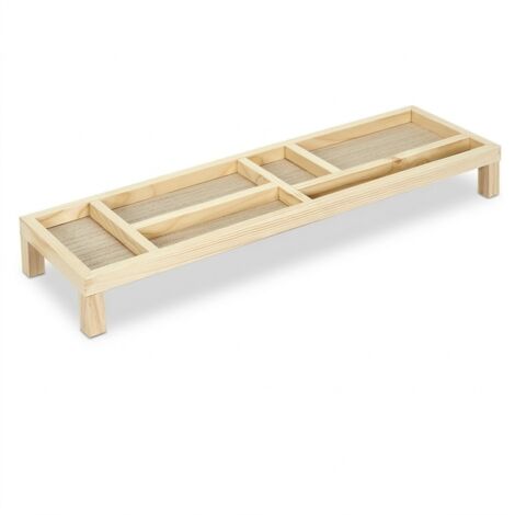 Support de moniteur et organisateur de bureau en bois naturel - 52 x 15 x 6 cm