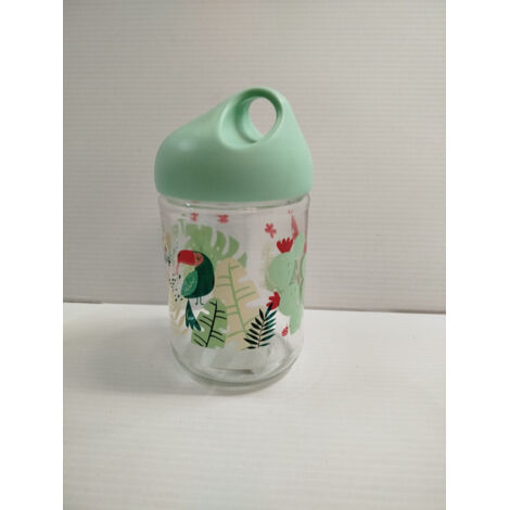 Bocal à boisson en verre - TROPICAL FOREST - 14cm - Couvercle avec anse de transport - Design exotique - Voir photos (1/5)