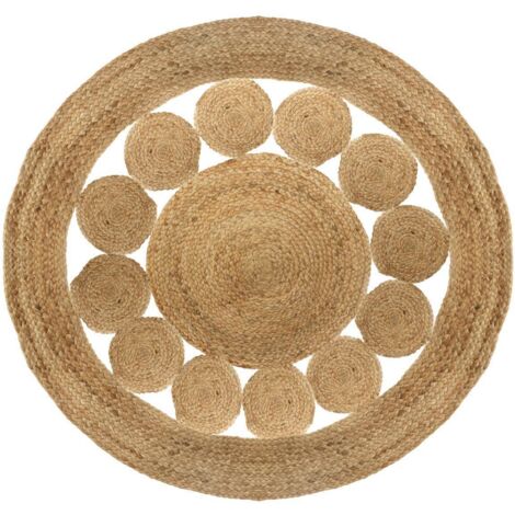 Atmosphera – Tapis rond ajouré en jute 120 cm – Épaisseur 1 cm – Résistant aux poils d'animaux – Compatible tous types de sols