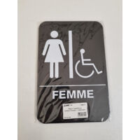 Plaque Signalétique Toilettes Femmes Handicapées - ELAMI - Noir & Blanc