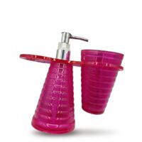 Lot de 3 - BATH & SHOWER - Accessoires de salle de bain - Rose fuchsia strié - Design moderne et complet - Voir photos
