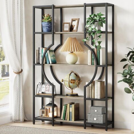 Hosfais 5-stöckiges Bücherregal Aus Holz & Metall – Schmal, 143 Cm Hoch, Mit Kantenschutz, Weiß
