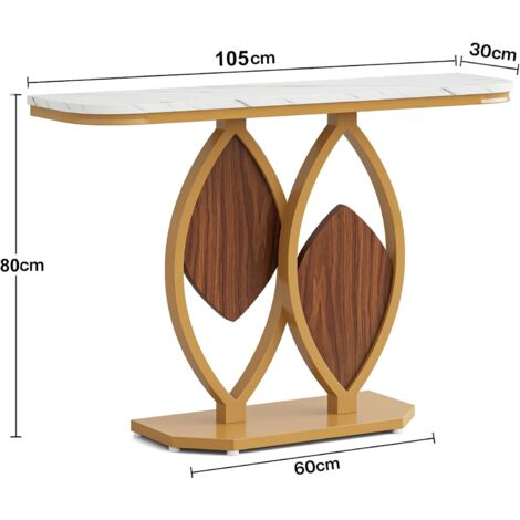 Tribesigns Konsolentisch 100 Cm Mit Goldfarbenem Metallgestell Und Kunstmarmorplatte – Schmaler Sofa-Akzenttisch Für Flur, Diele Oder Wohnzimmer, Modernes Design