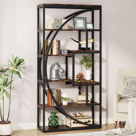 Tribesigns Bücherregal, Industrielles 5-stöckiges Bücherregal, 180 cm hohes Bücherregal mit 8 offenen Lagerregalen, Bücherregal Display Tack Regaleinheit für Heimbüro Wohnzimmer (1/5)