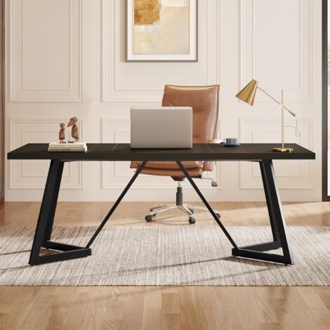 Tribesigns 180cm großer Schreibtisch, moderner Computertisch mit Metallgestell, rechteckiger Laptop-Schreibtisch für das Büro zu Hause (schwarz)
