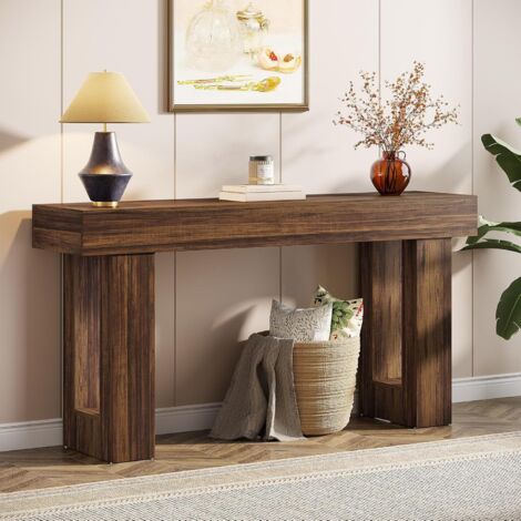 Tribesigns 160 cm langer Konsolentisch, rechteckiger Sofatisch aus Holz hinter der Couch, Bauernhaus-Eingangstisch für Eingang, Flur, Wohnzimmer (Rustic Brown)