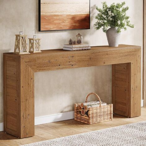 Tribesigns Konsolentisch 160 cm schmaler Sofatisch, Flurtisch aus Holz hinter der Couch, Industrieller Eingangstisch für Eingang, Flur, Foyer, Wohnzimmer, Lichtbruin (1/5)