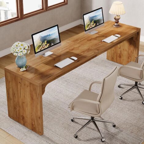 Tribesigns Escritorio para computadora de 180 cm de largo, escritorio extra largo de madera, estación de trabajo doble, escritorio para 2 personas para oficina en casa, escritorio grande para 2