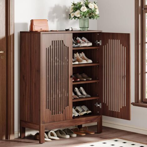 Tribesigns Zapatero de 6 Niveles con Puertas, Organizador de Almacenamiento de Zapatos de Madera con estantes Ajustables para Entrada, Sala de Estar (Capacidad para 20 Pares)