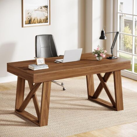 Tribesigns - Mesa de estudio retro (140 cm, con cajón, para ordenador de madera, para teletrabajo, mesa de juego y oficina empresarial)