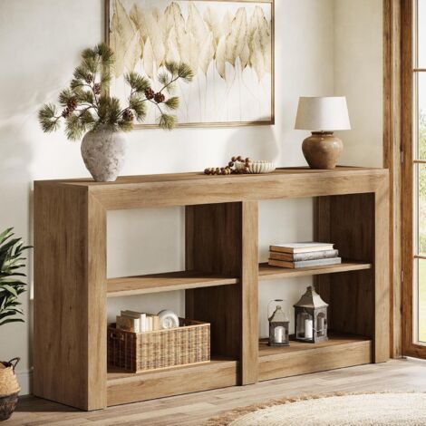 Mesa consola Tribesigns Farmhouse, mesa de recibidor para la entrada, consola de madera detrás del sofá para el salón, el recibidor, el vestíbulo, roble