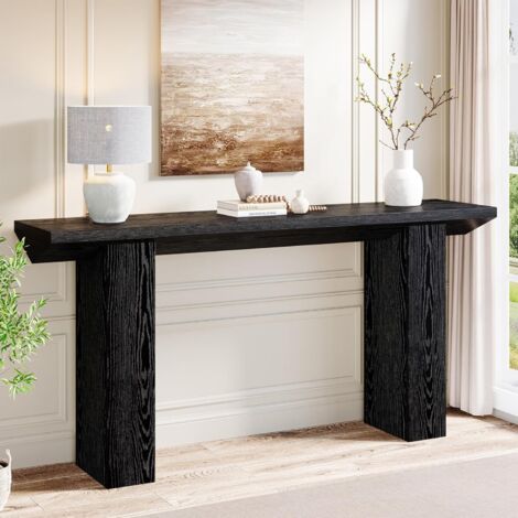 Tribesigns Mesa Consola para Pasillo, Consola recibidor de 160 cm en Color Negro, Mesa de sofá de Madera para Entrada, salón, detrás del sofá, Pasillo, recibidor, vestíbulo.