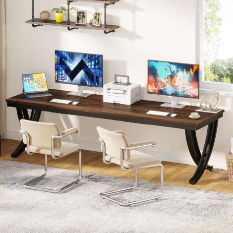 Tribesigns Scrivania per Computer, 160 x 80 x 75 cm Moderna scrivania per PC Scrivania per ufficio Scrivania da lavoro Tavolo da pranzo con Gambe d'oro per Ufficio Studio, Bianco e oro