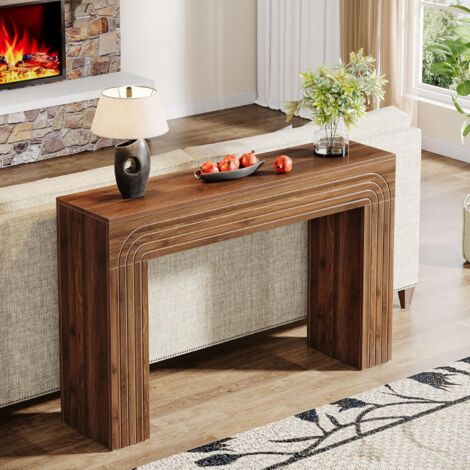 Tavolo Consolle Stretto In Stile Fattoria – Rovere Scuro, 100x30x80 Cm, Per Ingresso, Corridoio O Soggiorno - 2