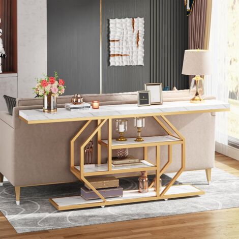 Tavolo Consolle Tribesigns 160 Cm In Stile Fattoria - Legno Marrone Chiaro, Ripiano Inferiore, Per Ingresso O Divano