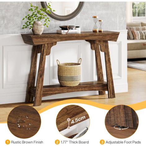 YATINEY Tavolo da Ingresso, Tavolo Console Largo 15 cm con 1 Presa e 2 Porte USB, Consolle Ingresso, per Dietro il Divano, Soggiorno, 3 Modalità di Combinazione, Grigio Invecchiato XCT07CBG