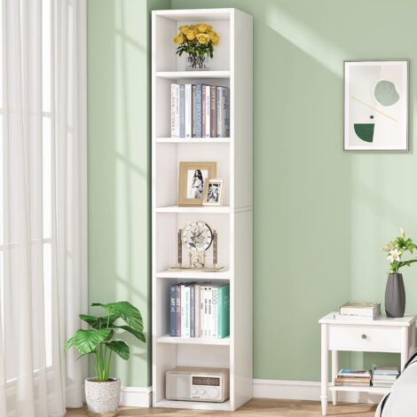 WOLTU Libreria a 5 Piani, Scaffale ad Angolo Alto, Libreria Stretta con 1 Cassetto, Stile