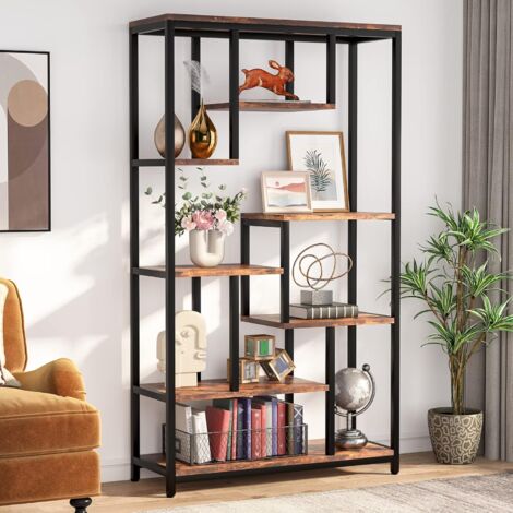 Libreria autoportante rustica Live Edge / credenza vintage / Libreria in legno massello e metallo / Scaffale industriale rustico in piedi - Italia