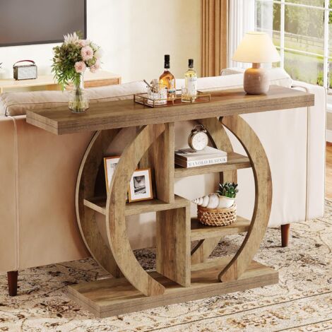Tavolo Consolle Sottile 100 Cm: Design Salvaspazio Con Scaffale, Per Ingresso O Dietro Divano, Grigio, Facile Da Montare - 2