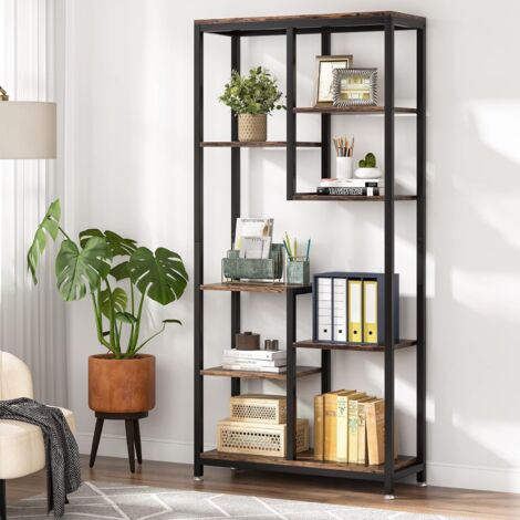 URBNLIVING Libreria A 5 Ripiani In Legno E Metallo - 159x90x29,7 Cm - Design Moderno, Scaffale Per Soggiorno, Camera, Ufficio - Noce - 3