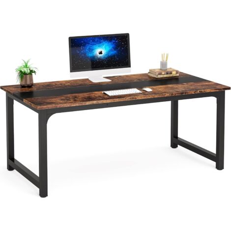 Scrivania per computer in legno con ripiani soppalcati