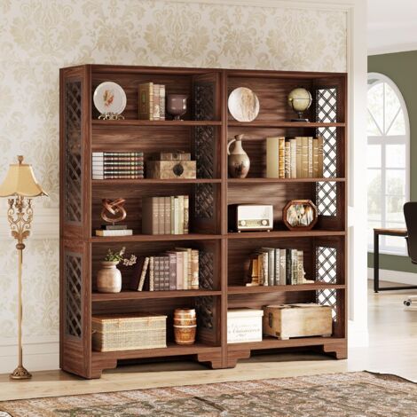 YITAHOME Libreria Industriale A 5 Ripiani - Legno Massello, Design A S, Marrone Rustico, 30x80x143,5 Cm - 2