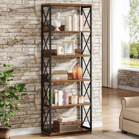 HOMCOM Libreria Moderna a 6 Cubi a Parete in Legno color Rovere
