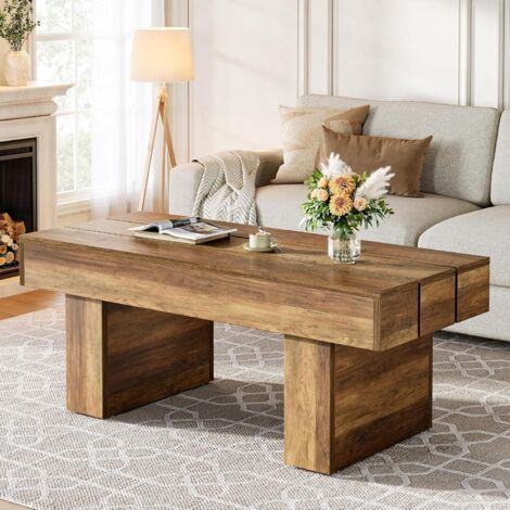 Tribesigns Tavolino Ovale Da 115 Cm Per Soggiorno, Grande Tavolino Da Cocktail In Legno Ingegnerizzato Con Piedistallo Asimmetrico Rovere 88897914