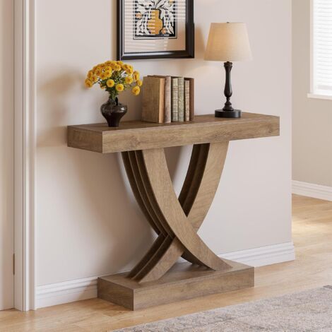 Tribesigns Tavolo da consolle sottile, 110 x 30 x 85 cm, Table d’appoint étroite avec base en forme de X, Style industriel et campagne, Table de salon pour entrée et couloir (1/5)