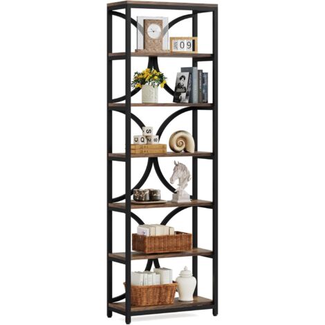 Tribesigns Libreria a 6 Ripiani, Alta 200 cm con Ripiani Aperti, Scaffale Portaoggetti Indipendente Industriale, Verticale Organizer per Libri, per Casa, Ufficio, Camera da Letto, Studio