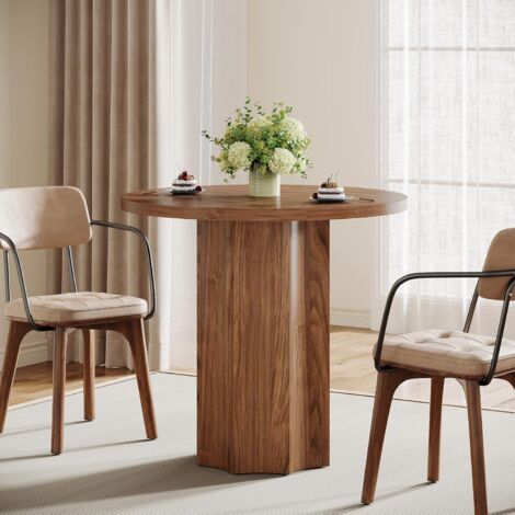Tribesigns Tavolo da Pranzo Rotondo, 80 cm Tavolo da Cucina per 2, Tavoli da Soggiorno per Sala Pranzo, Cucina, Soggiorno, Piccoli Spazi, con gambe spessi, Marrone (1/5)