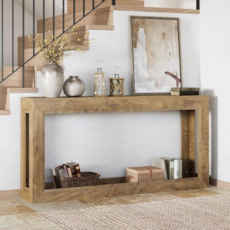 Tribesigns Tavolo consolle stretto 160 cm, divano lungo dietro il divano, moderno corridoio per corridoio, soggiorno, ingresso, foyer, design extra lungo e salvaspazio, rovere chiaro