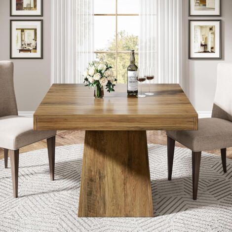 Tribesigns Tavolo da pranzo per 4 persone, 80 cm, piccolo tavolo da cucina con base stabile, tavolo da pranzo quadrato in stile rustico per sala da pranzo, soggiorno, cucina, marrone