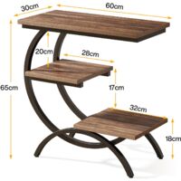 Tavolino Piccolo 3 Ripiani Aperti In Legno Marrone Caramello - Moderno E Vintage Per Soggiorno E Ufficio