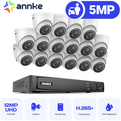 ANNKE 16CH NVR Kit de Surveillance Vidéo 16Caméras Intelligentes IR Vision Nocturne Kit Caméra de Surveillance Extérieur Accès Distance (1/5)
