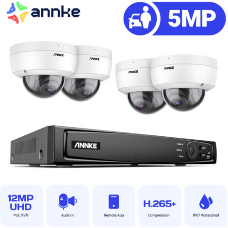 Annke – Kit de vidéosurveillance 6MP avec 4 caméras IP PoE – Vision nocturne jusqu'à 30m – IP67 résistant aux intempéries – Enregistrement à distance - NVR 4 X (1/5)