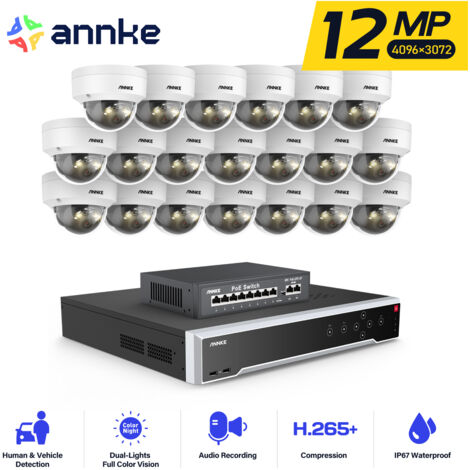 ANNKE 12MP Kit de Vidéosurveillance Filaire 32CH NVR 20×Caméras Intelligente Double Lumière Vision Nocturne,Alerte Email,Détection Mouvement APP/PC à Distance Caméra de Surveillance Exterieure (1/5)