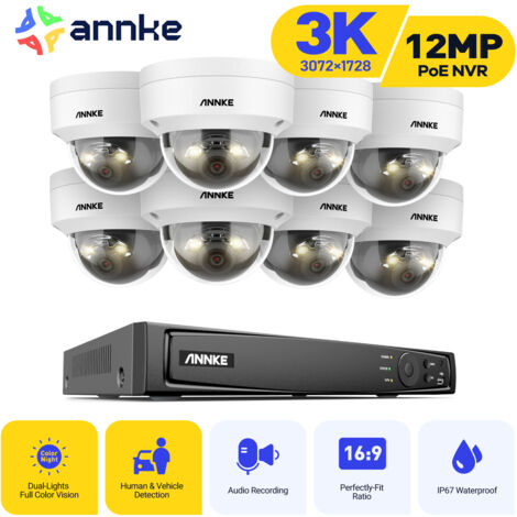 ANNKE 3K Filaire Kit de Vidéosurveillance Extérieure,16CH NVR et 8X5MP Caméra PoE,Double Lumière Intelligente,Détection Humaine/Véhicule,Couleur Vision Nocturne (1/5)