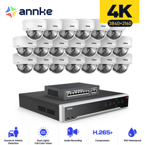 ANNKE Kit de Vidéosurveillance Filaire 32CH NVR 20×Caméras Vision Nocturne,Alerte Email,Détection Mouvement,Système de SécuritéCaméra de Surveillance Exterieure APP/PC à Distance (1/5)