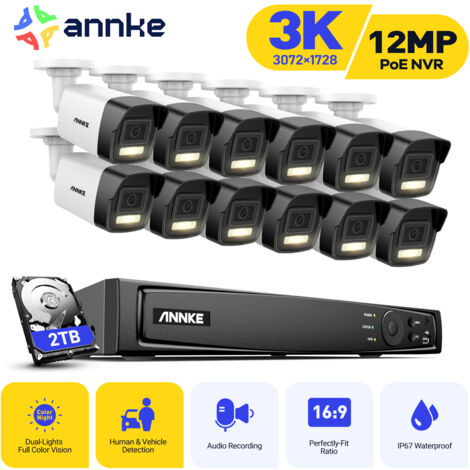 ANNKE 3K Filaire Kit de Vidéosurveillance Extérieure, Caméra de Surveillance avec 16CH NVR et 12X5MP Caméra IP PoE,Détection Humaine/Véhicule,Couleur Vision Nocturne,2TB HDD (1/5)