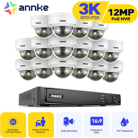 ANNKE 3K Filaire Kit de Vidéosurveillance Extérieure,16CH NVR et 16X5MP Caméra PoE,Double Lumière Intelligente,Détection Humaine/Véhicule,Couleur Vision Nocturne